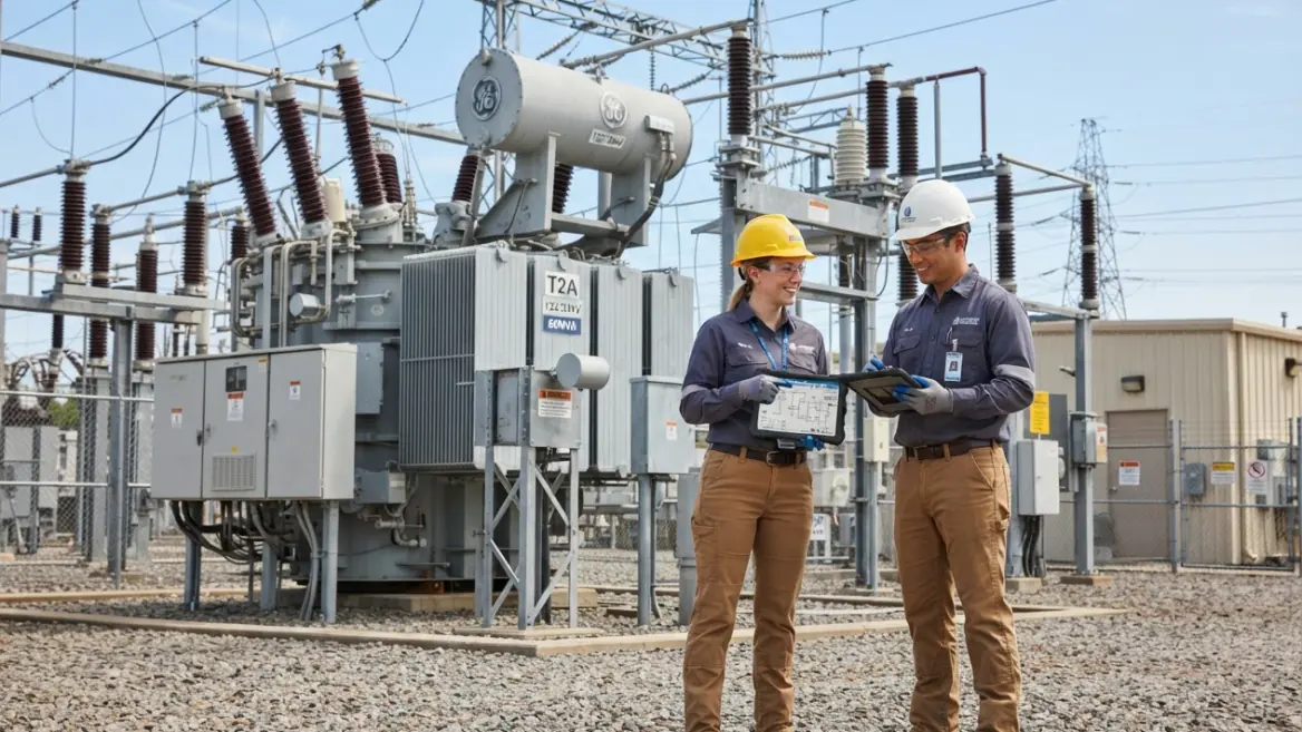 Agents d'exploitation dans un poste de distribution électrique