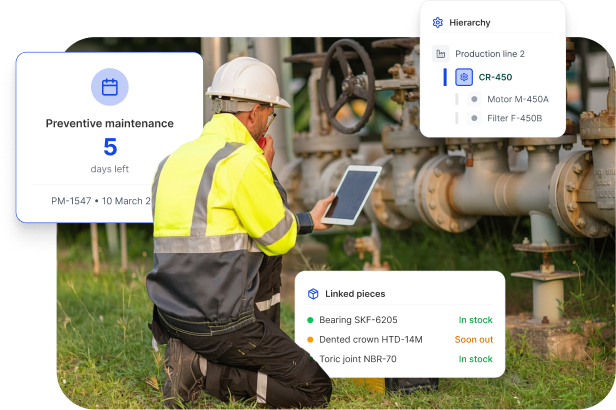 Técnico realizando una operación de mantenimiento preventivo en un equipo industrial