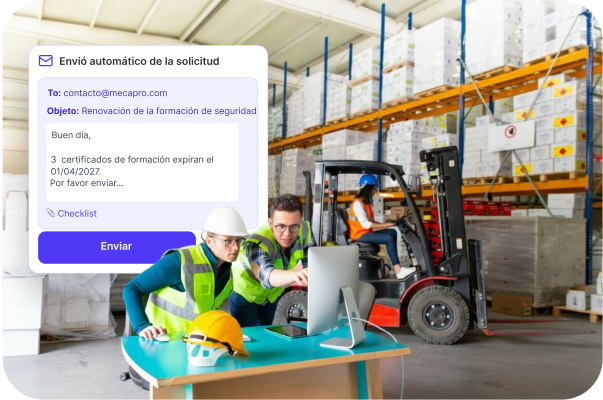 Envío automático de solicitud de renovación de certificados de formación en seguridad
