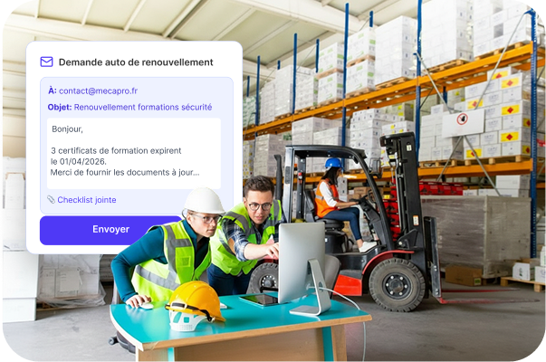 Envoi automatique de demande de renouvellement de certificats de formation sécurité
