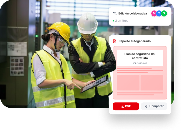 Responsable HSEQ supervisando un plan de prevención en una obra con actividades simultáneas