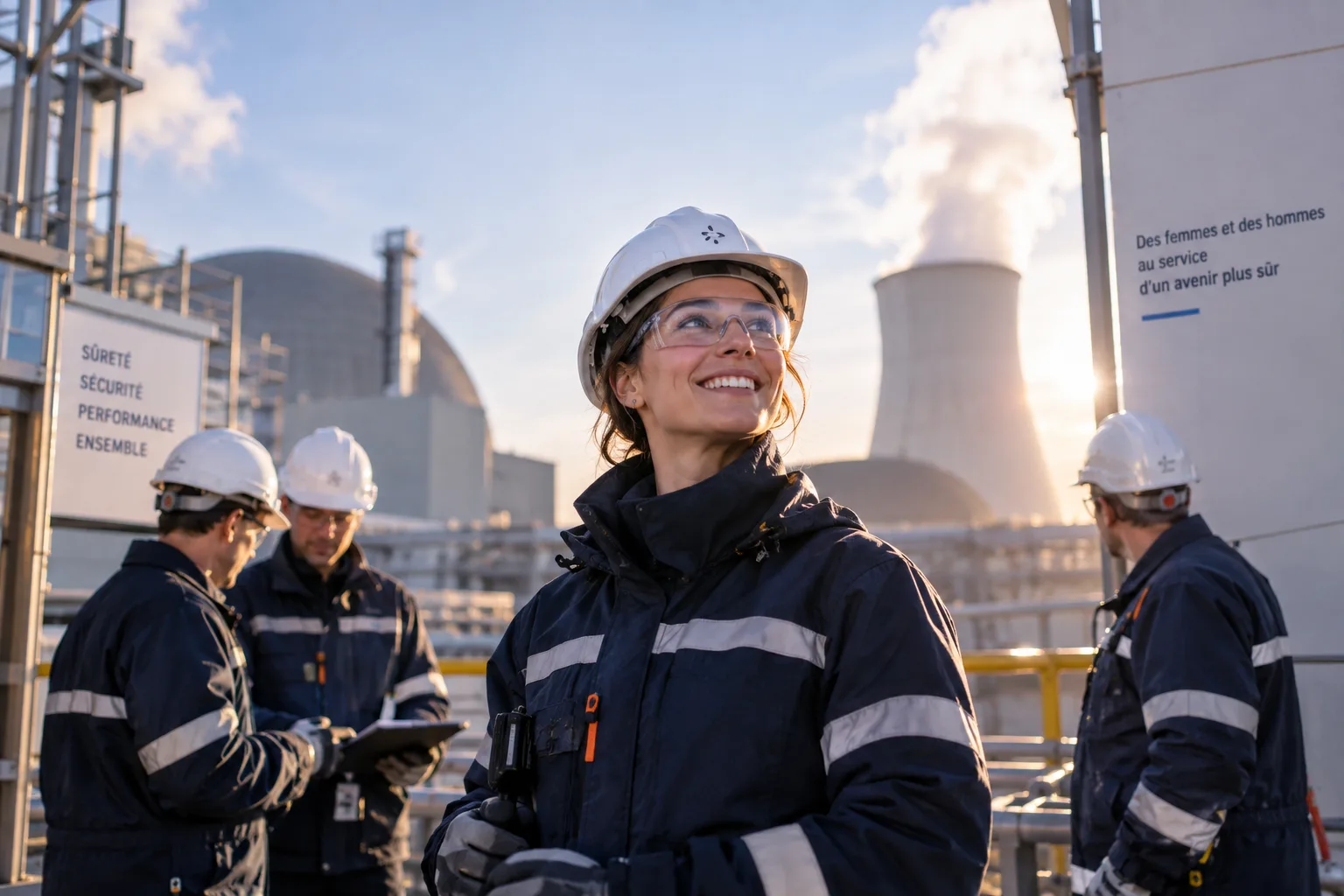 Équipe sur un site industriel