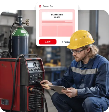 Permis de feu généré au format PDF dans Leaneo, prêt à être partagé