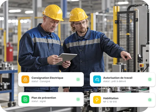 Intégration du permis de feu avec la consignation électrique, l'autorisation de travail, le plan de prévention et les habilitations
