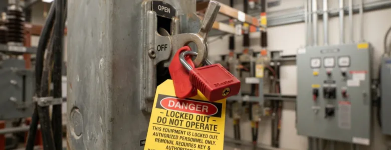 Cadenas de consignation sur une armoire électrique